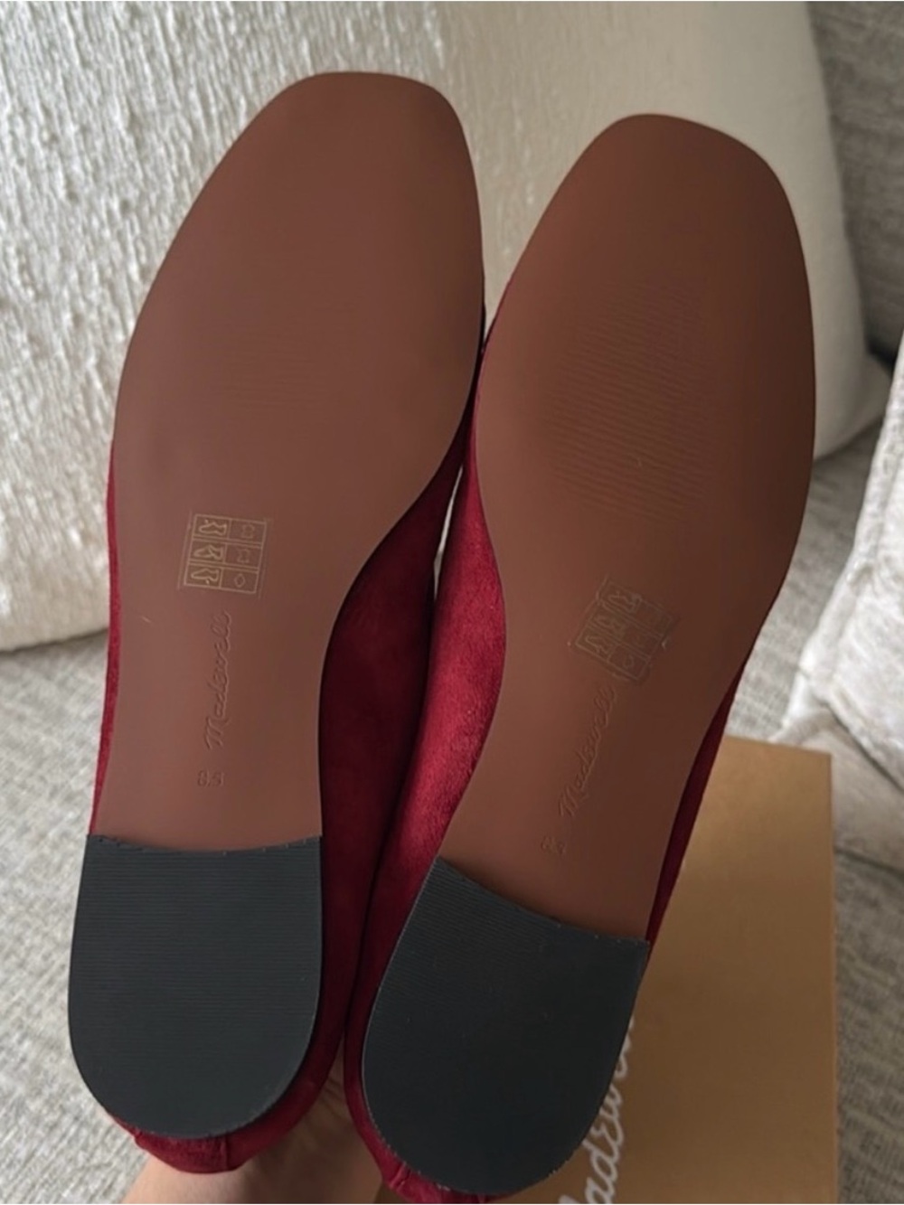 NWT Madewell Greta Suede Ballet Flats Ballerina Ruby Port Red Burgundy Leather - Picture 4 of 5